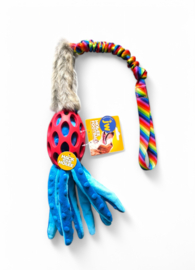 JW Rugby ball rood met Octopus - bont en bungee