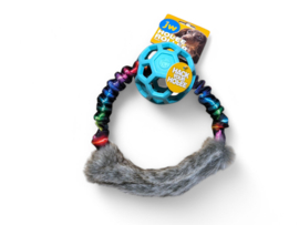 Cirkel van elastiek en nepbont met JW ball S light blue