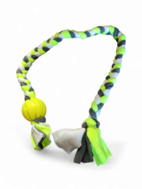 Fleece vlecht 120cm met spiral bal 6cm neon geel