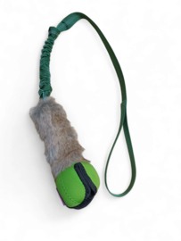 Puppington M groen chaser met bont en bungee handvat