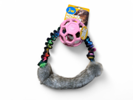 Cirkel van elastiek en nepbont met JW ball S roze