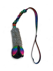 Puppington M rainbow fluffy chaser met bont en bungee handvat
