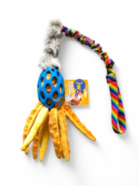 JW Rugby ball blauw met Octopus - bont en bungee