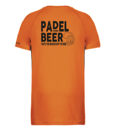 T-shirt Padel & Beer  fluo oranje