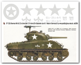 EP 1226 decal van de Sherman M4A3 van het RD ARMD.Bat 12th ARMD.DIV. te Gabsheim jan `45.