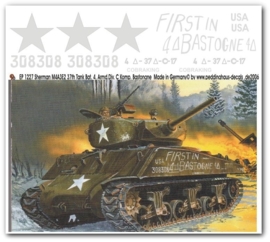 EP 1227 DECAL VOOR DE SHERMAN SCHAAL 1:16 ZOALS DEZE WERD GEBRUIKT DOOR DE SHERMAN M4A3E2 VAN HET 37th TANK BAT. 4.ARMD.DIV. C KOMP. TE BASTONGNE.