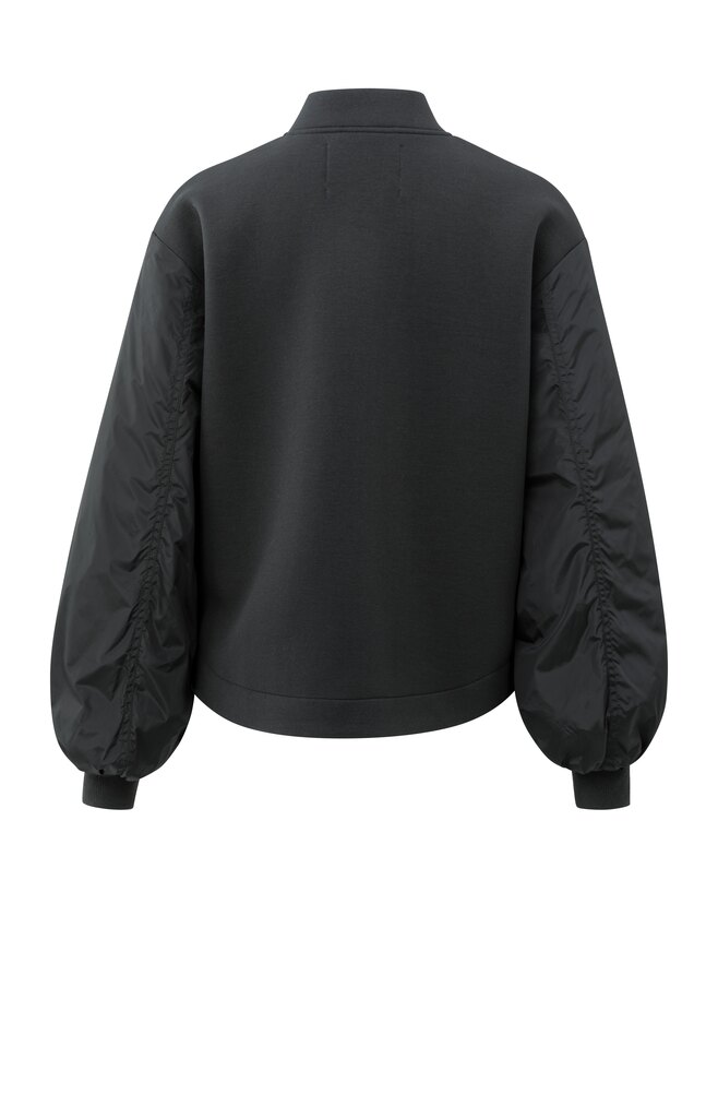 YAYA Fleece jas met nylon bomberjack mouwen
