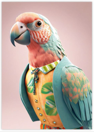 GIVE-X postkaart Papagaai in kostuum