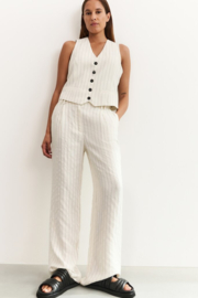 YAYA Linen mix wijde broek met streep