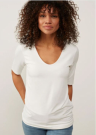 YAYA Round v-neck top with half sleeves