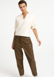 YAYA Kunstleren broek met siernaden
