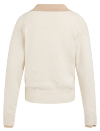 YAYA Zachte trui met V-hals contrasterende kraag en lange mouwen.