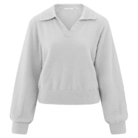 YAYA Fluffy polo sweater