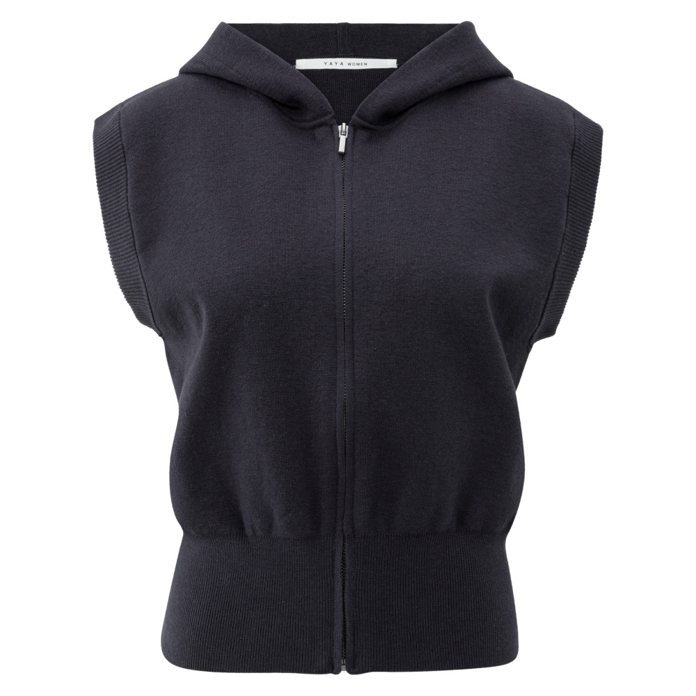 YAYA Mouwloos gebreide hoody met rits