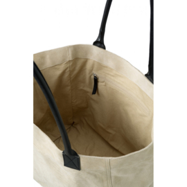 YAYA Suede shopper met leren hengsel en gestikt patroon