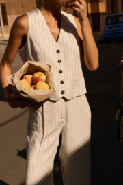 YAYA Linen mix gilet met streep