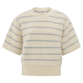 YAYA Trui met texture streep en glimmer
