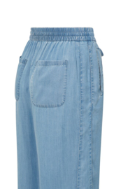 YAYA Chambray wide leg broek elastieke band