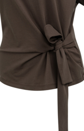 YAYA Top met ronde hals en knoopdetail