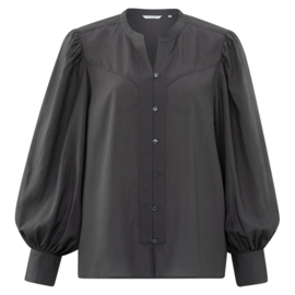 YAYA Oversized blouse met V-hals, grote ballonmouwen en knopen