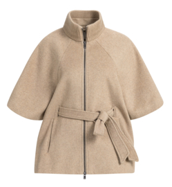YAYA Zacht geweven wollen poncho-jas met ribboord
