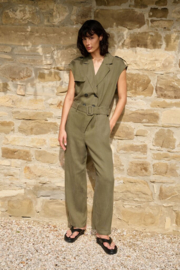YAYA linen mix jumpsuit met dubbele knoopsluiting
