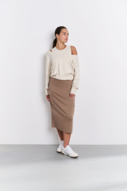 YAYA Jersey midi cargo rok met elastieken band