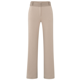 YAYA Jersey broek met wijde pijpen en contrast tailleband