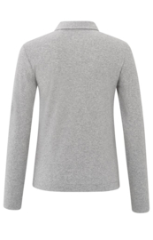 YAYA Jersey polo met fijne rib en lange mouwen
