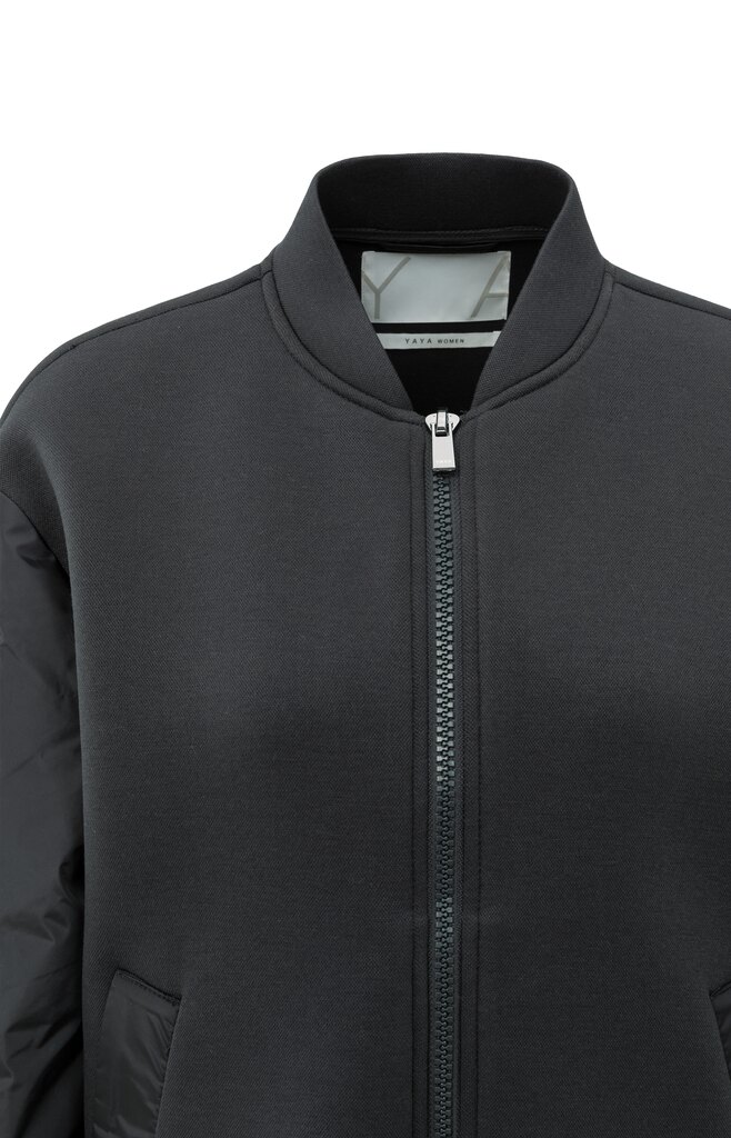 YAYA Fleece jas met nylon bomberjack mouwen