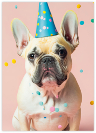 GIVE-X postkaart Bulldog met feesthoed