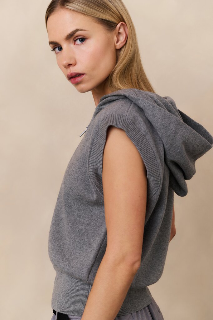 YAYA Mouwloos gebreide hoody met rits