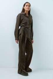 YAYA Suede broek met wijde pijpen