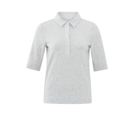 YAYA Jersey polo top met knoopjes en halflange mouwen