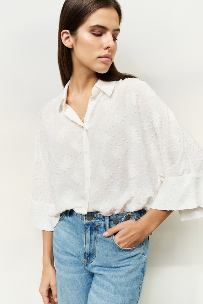 YAYA Cropped blouse met geweven details