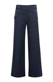 YAYA Hoge taille broek met sierknopen en wijde pijpen