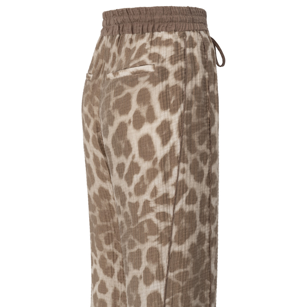 YAYA Leopard print broek met wijde pijpen