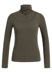 YAYA Jersey top met lange mouwen en knoopsluiting in hoge hals