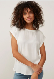 YAYA Basic top van gemengde stof met ronde hals en kapmouwtjes