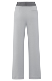 YAYA Jersey broek met wijde pijpen en contrast tailleband