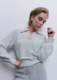 YAYA Fluffy polo sweater