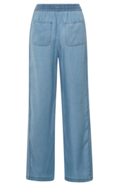 YAYA Chambray wide leg broek elastieke band