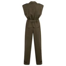 YAYA linen mix jumpsuit met dubbele knoopsluiting