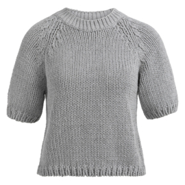 YAYA Grof gebreide trui met korte mouwen en ronde hals