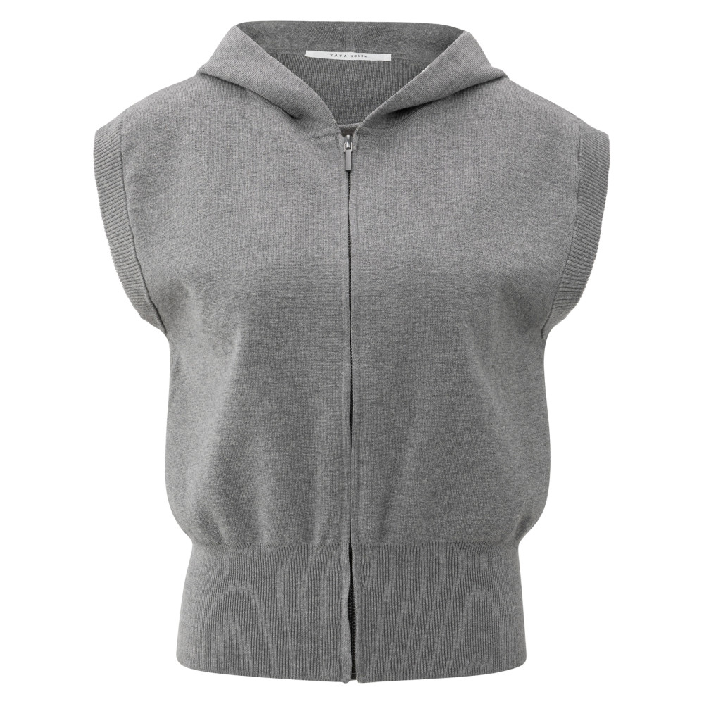 YAYA Mouwloos gebreide hoody met rits
