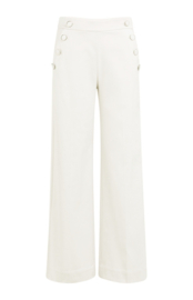 YAYA Hoge taille broek met sierknopen en wijde pijpen