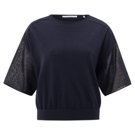 YAYA Bootneck sweater met transparante mouwen