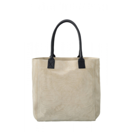 YAYA Suede shopper met leren hengsel en gestikt patroon