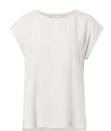 YAYA Basic top van gemengde stof met ronde hals en kapmouwtjes
