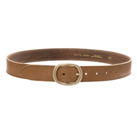 YAYA Afgeronde rechthoekige leren riem met gesp 3,5 cm